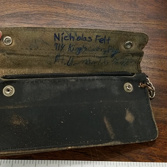 Leather Motorcycle Change Wallet Rough Condition 7.5" x 4" - Picture 2 of 4